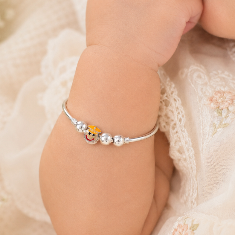 Little Smiley Silver Baby Bangles