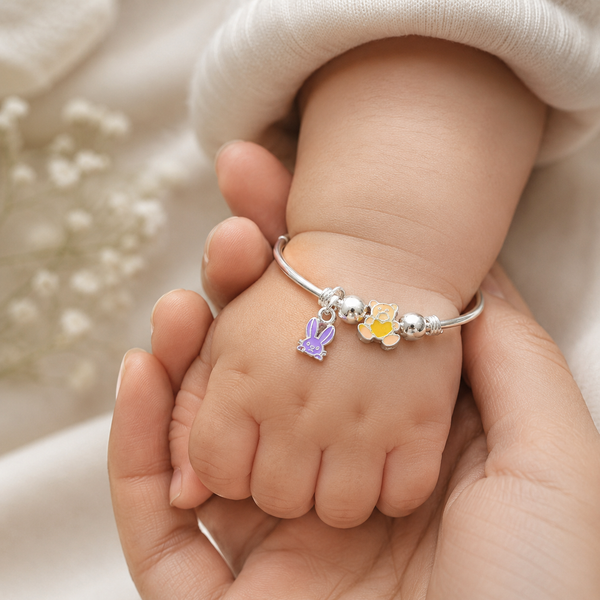 Bunny Blossom Silver Baby Bangles