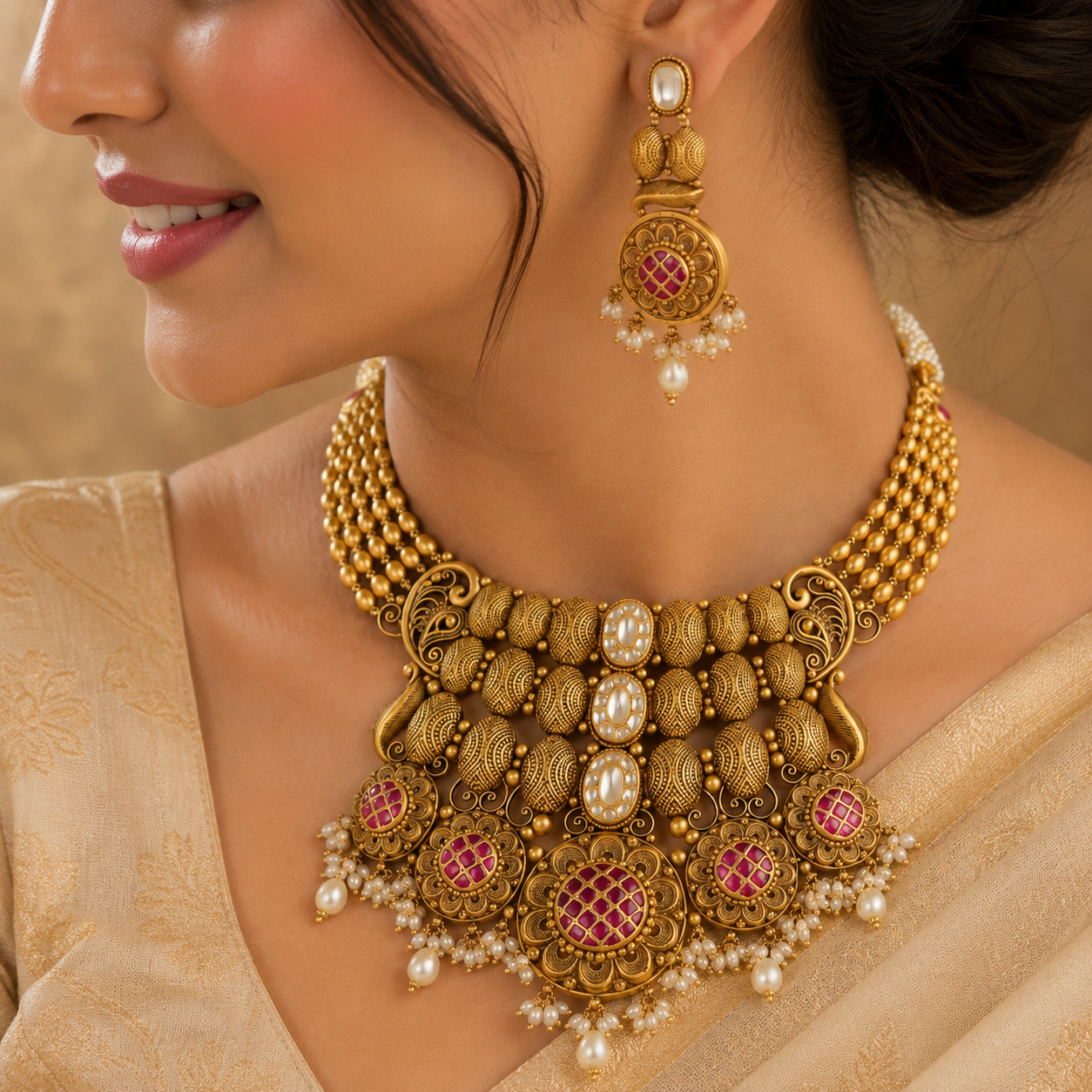 Devika Royal Gold Necklace Set