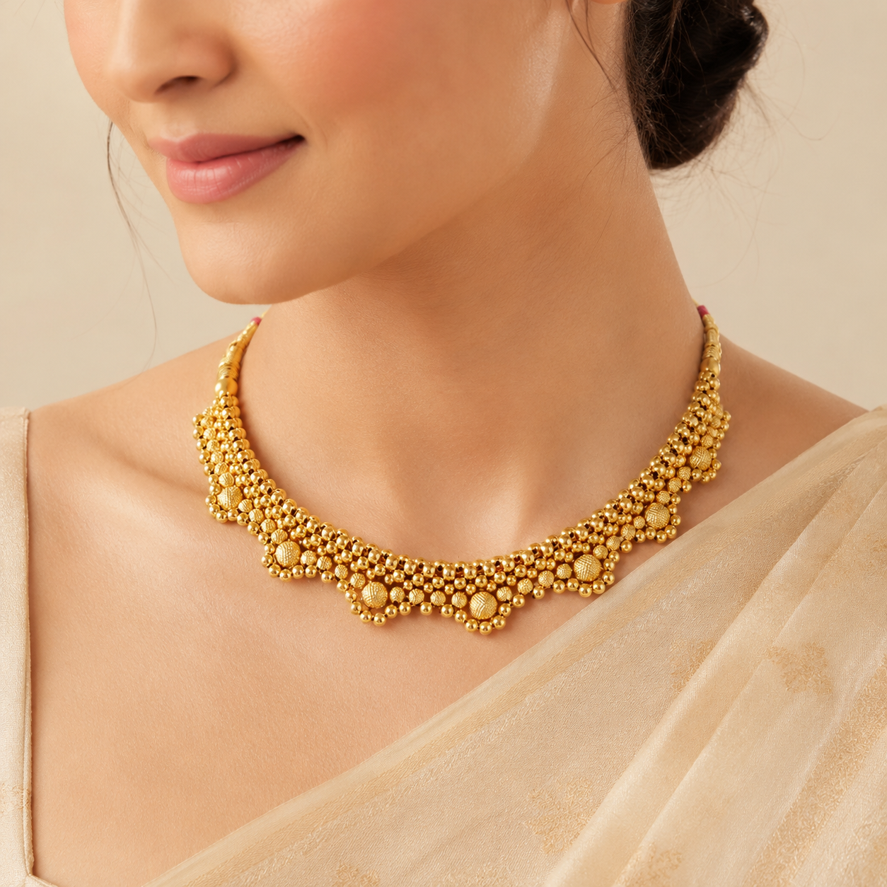 Anvika Beaded Gold Necklace
