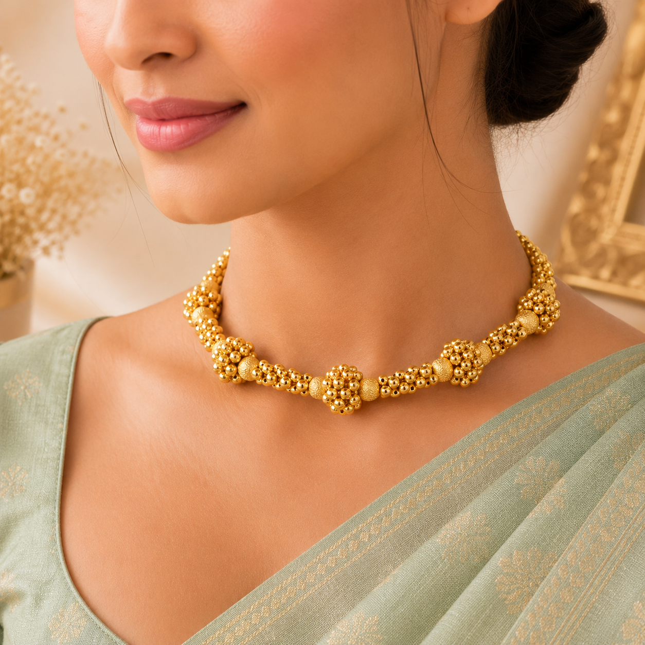 Devika Golden Bead Gold Necklace