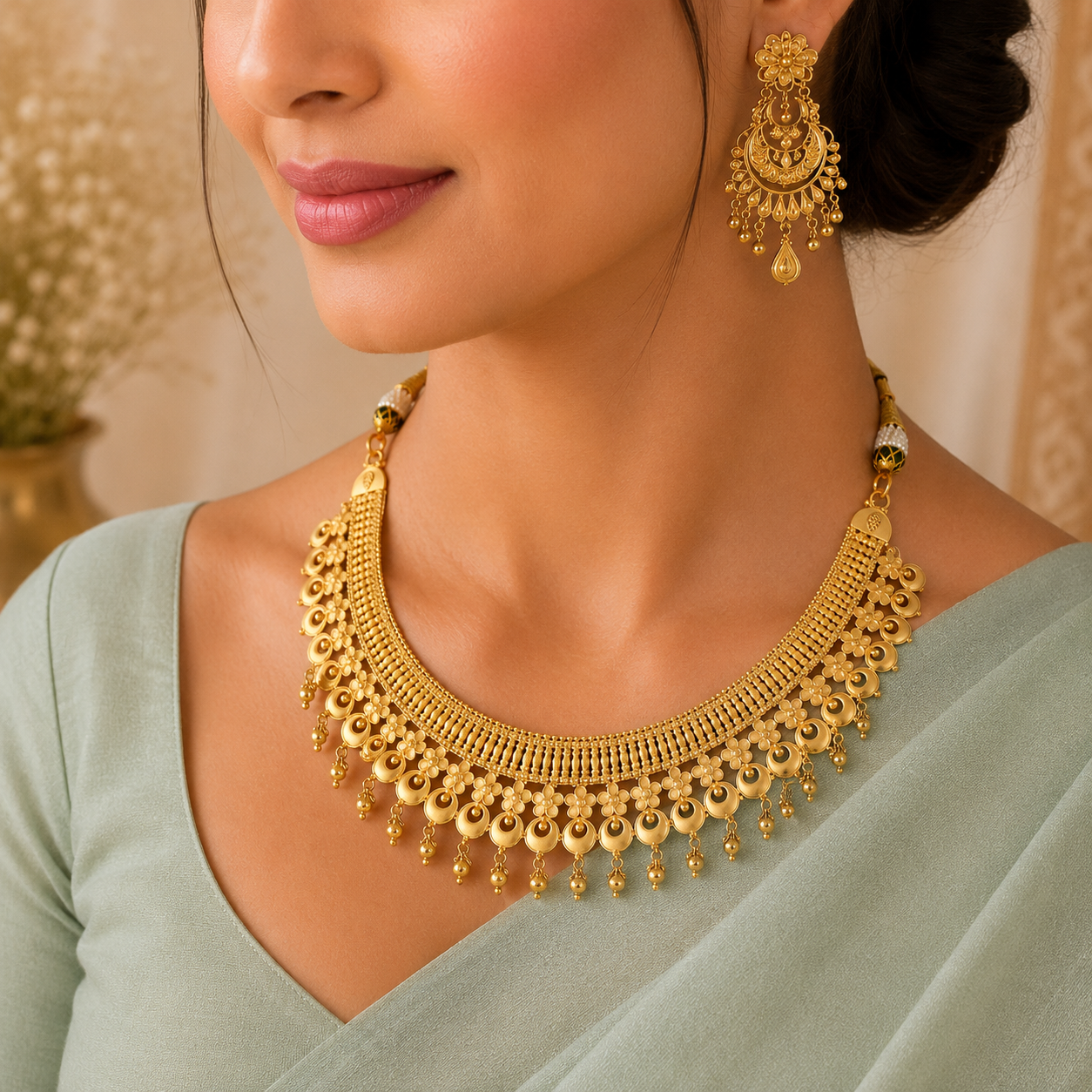Kanakpriya Beautiful Gold Necklace Set