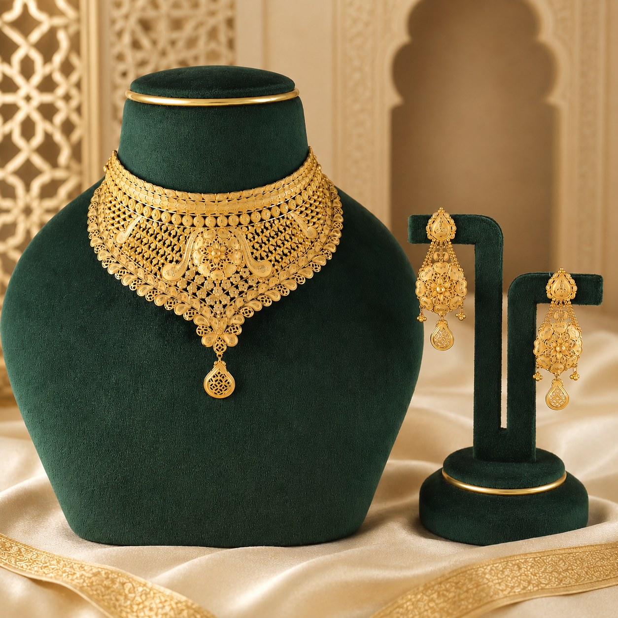Mrinalini Royal Gold Necklace Set