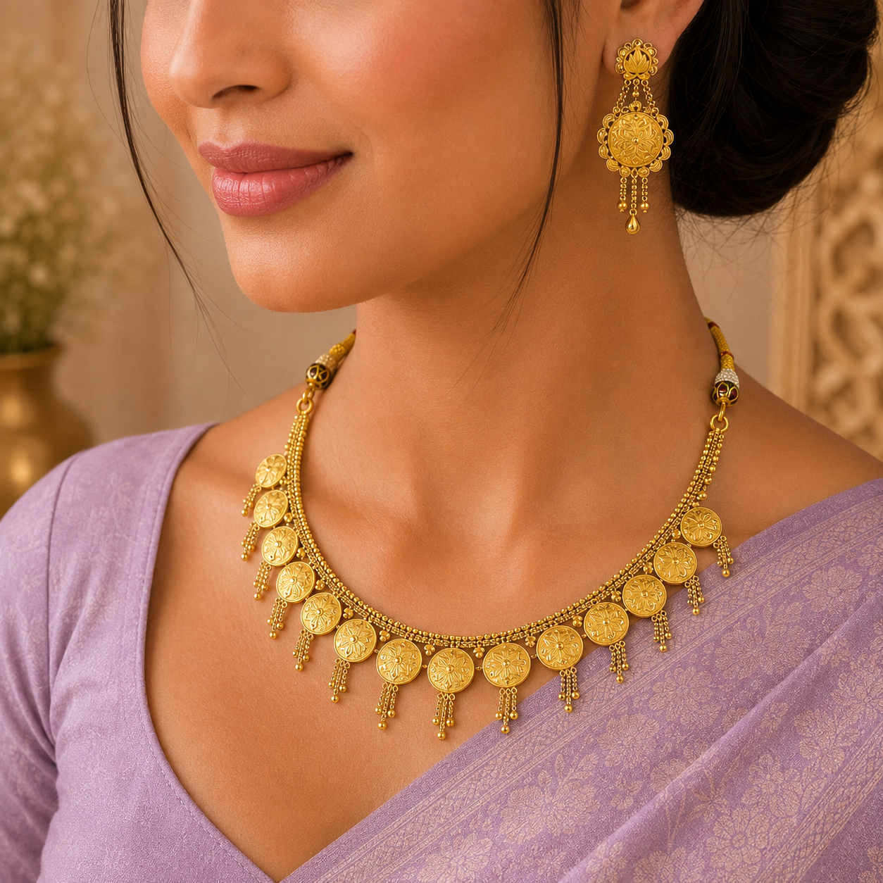 Padmavati Coin Gold Necklace Set