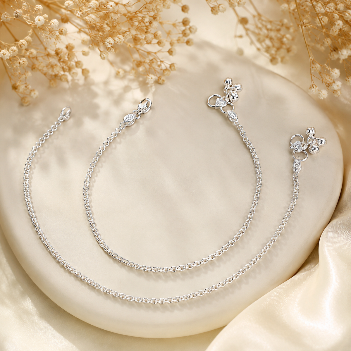 Ziana Classic Chain Silver Anklets