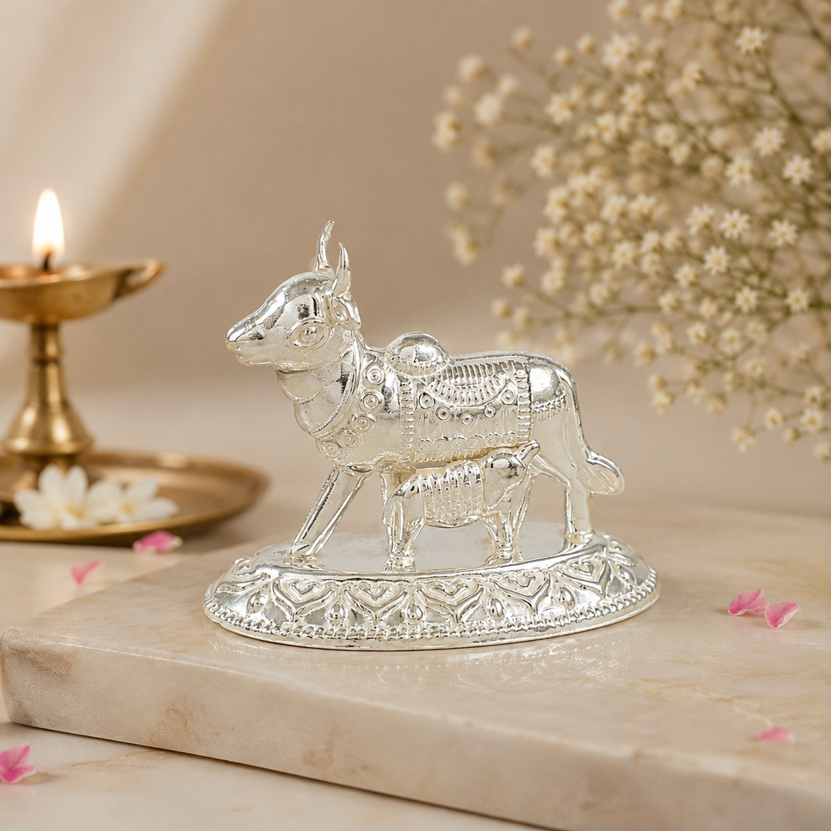 Divine Blessings Silver Kamdhenu