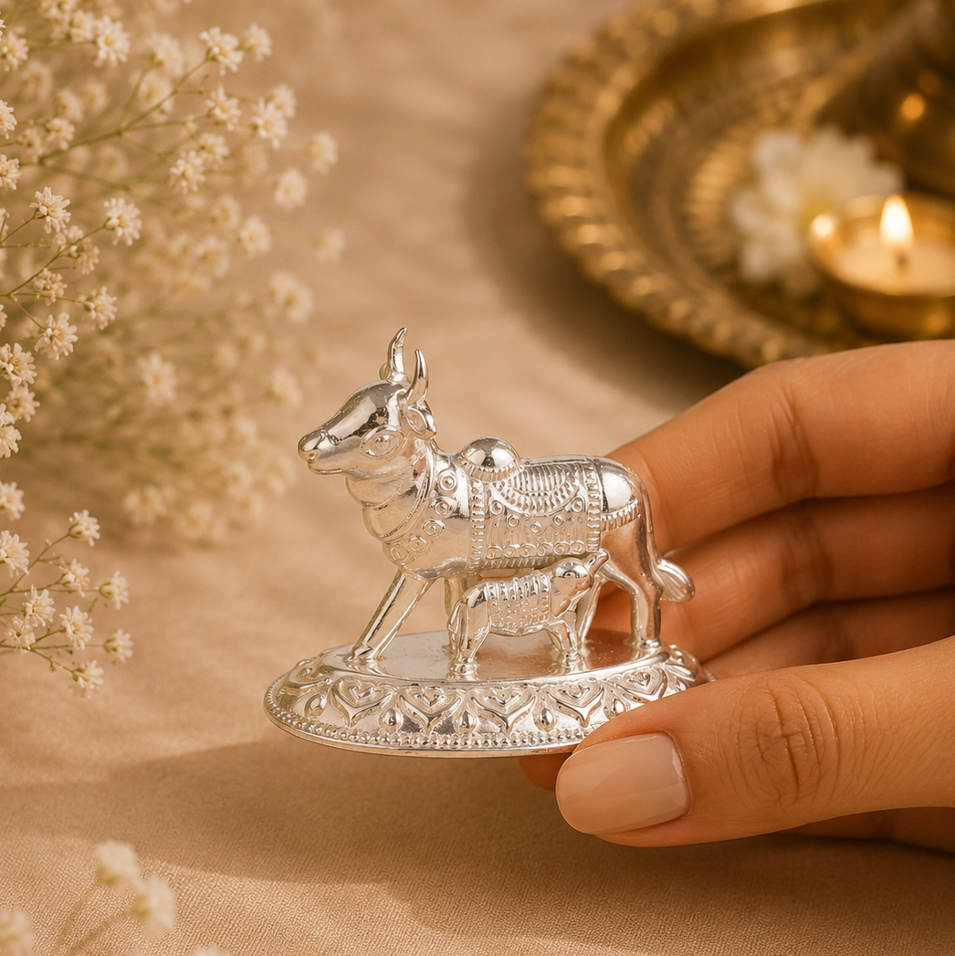 Divine Blessings Silver Kamdhenu
