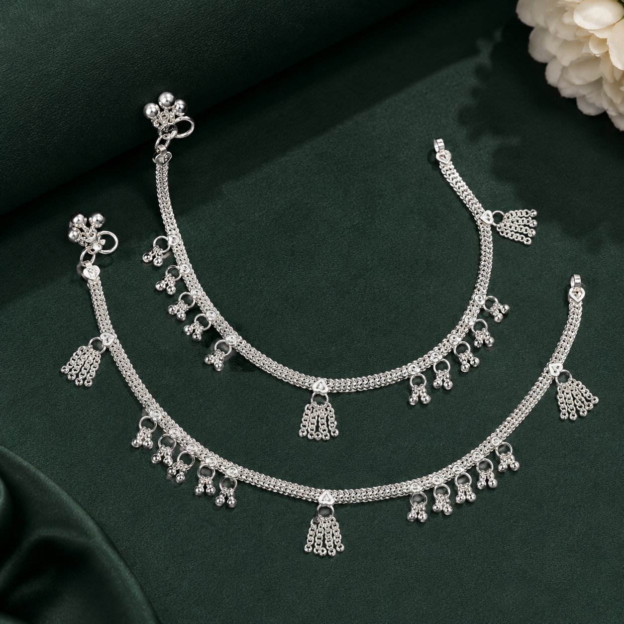 Ziya Jhumki Silver Anklet