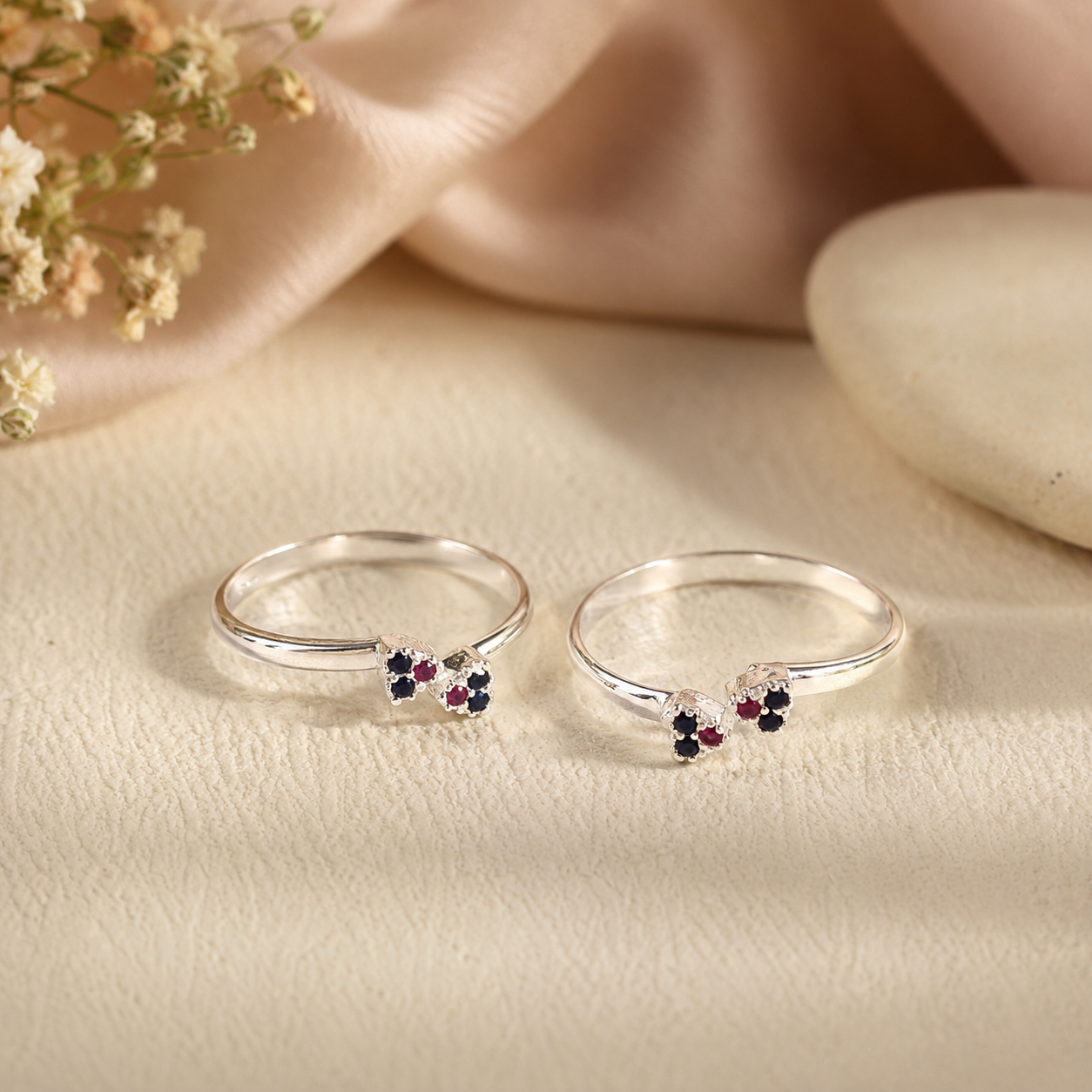 Tanisi Twin Cluster Silver   Toe Rings