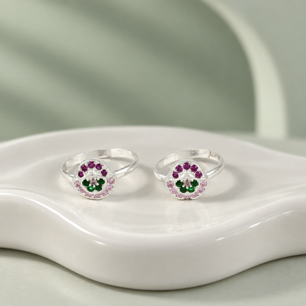 Ishita Radiant Flower Silver Toe Rings