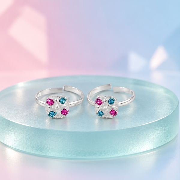 Navya Colourful Charm Silver Toe Rings
