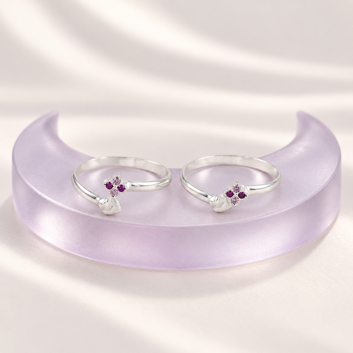 Aditi  Mystic Floral Silver Toe Rings