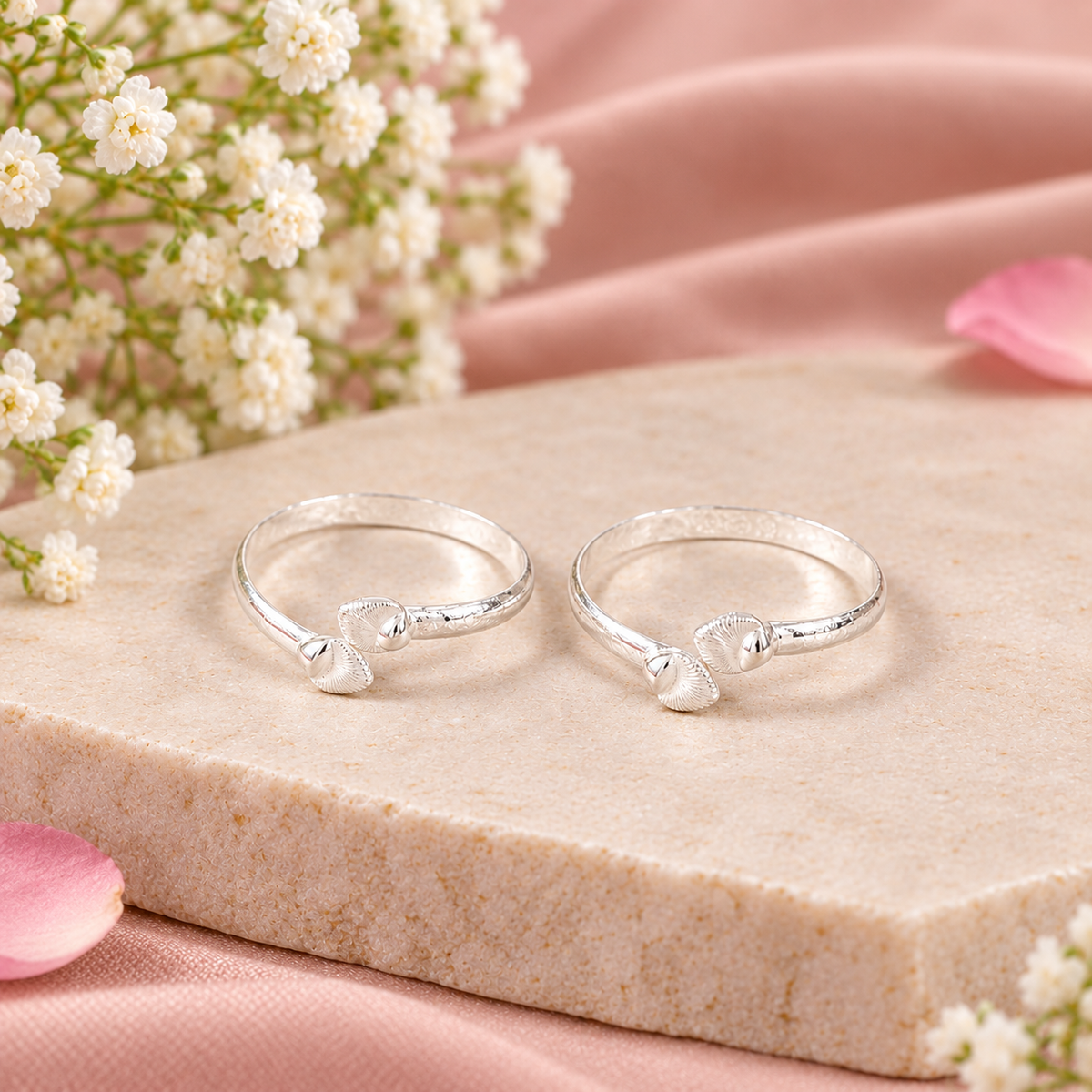 Twin Leaf Silver Silver Toe Rings