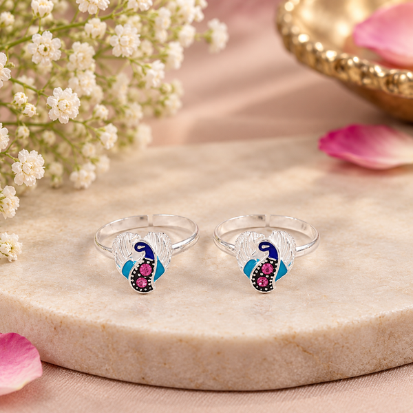 Twin Swan Silver Toe Rings