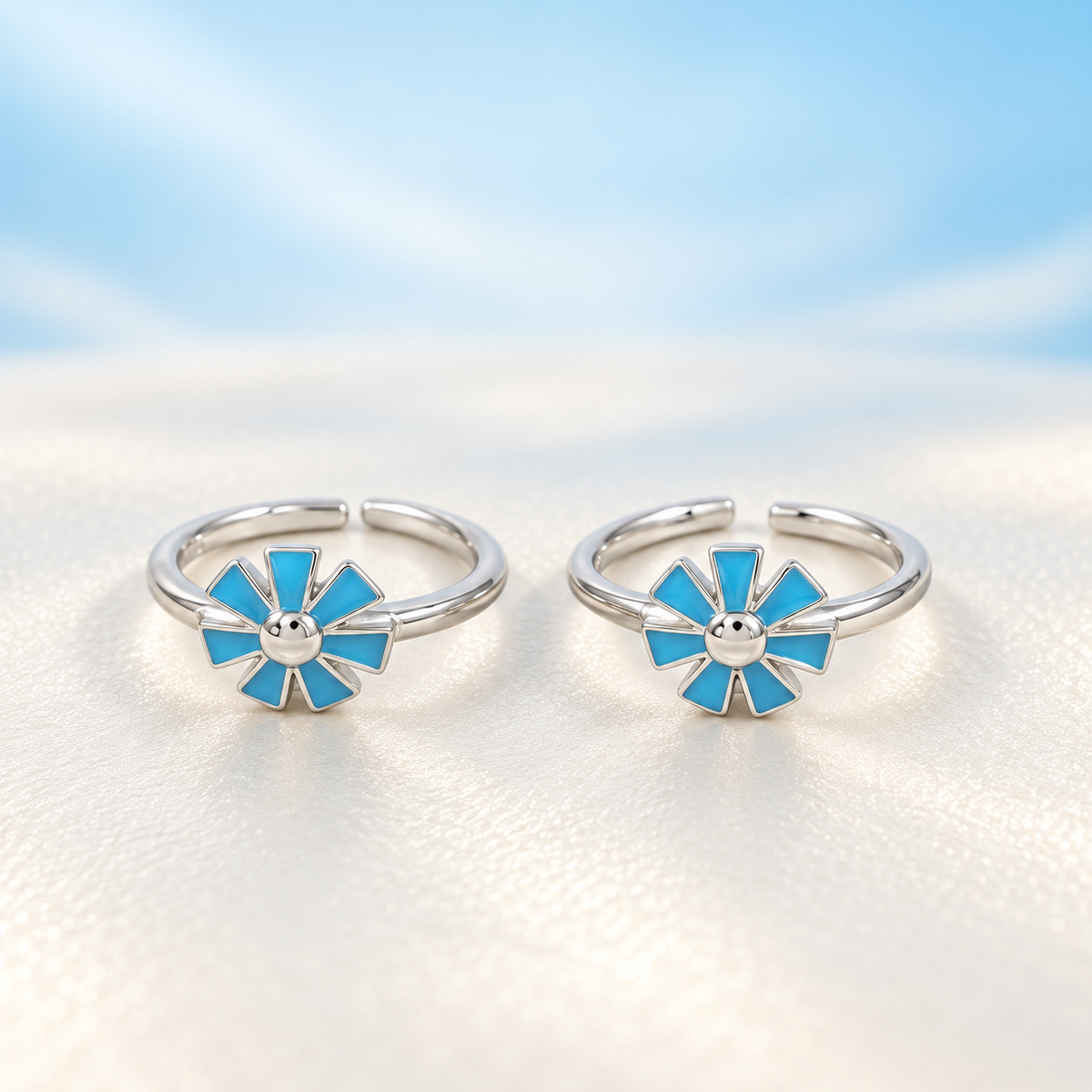 Blossom Sparkle Silver Toe Rings