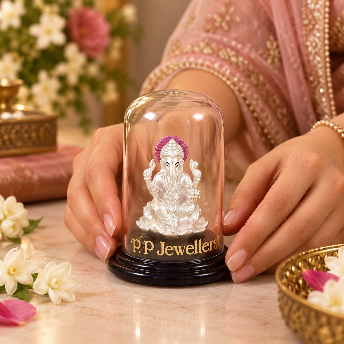 Padmasana Siddhivinayak Silver Idol