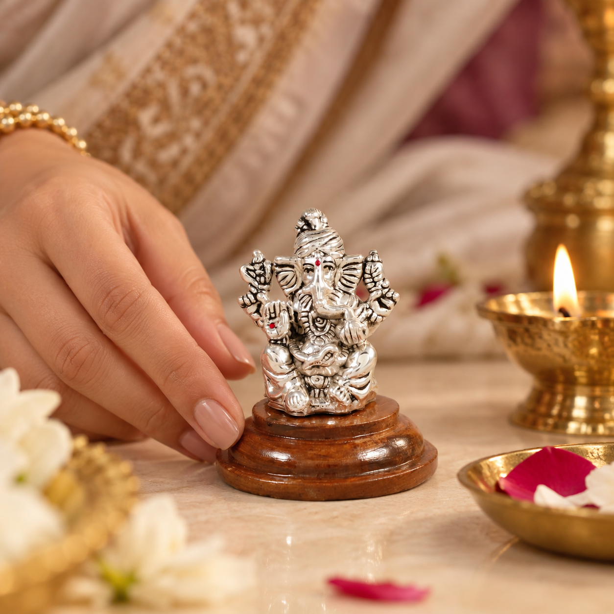 Simharaj Gajanan Silver Idol