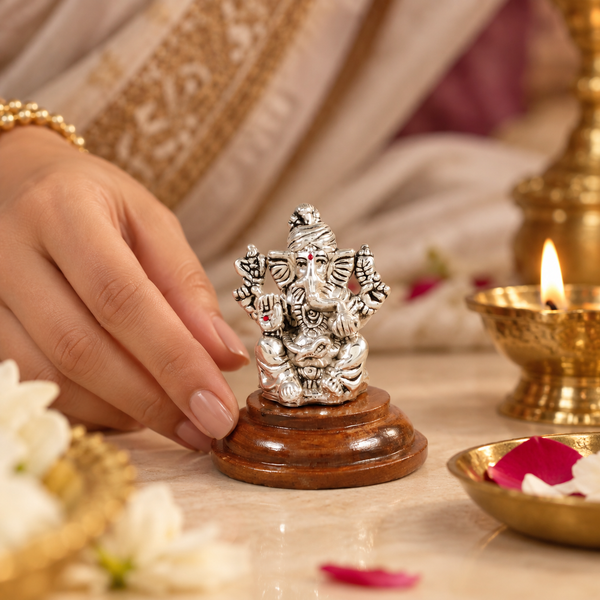 Simharaj Gajanan Silver Idol