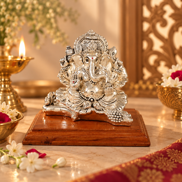 Maharaj Ganesh Silver Idol