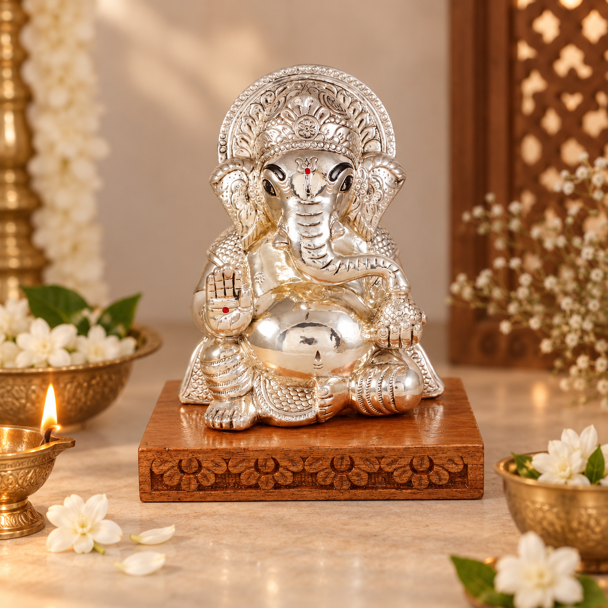 Prasannavadan Lambodar Silver Idol