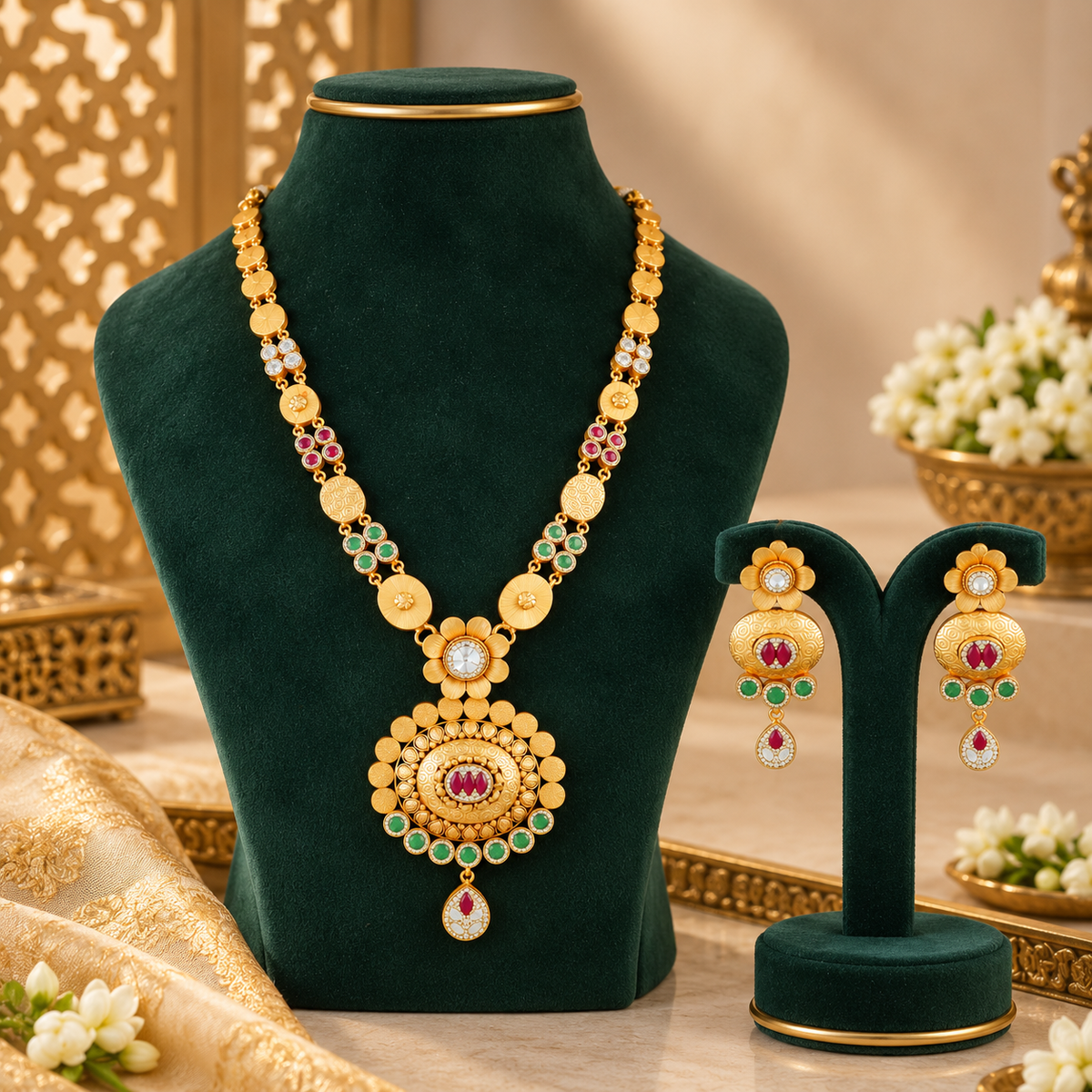 Padmavati Royal Gold Log Necklace Set