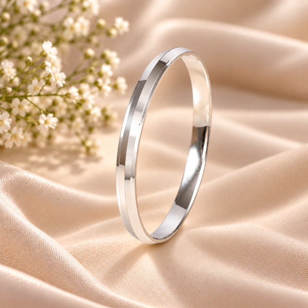 Krishiv Dual Edge Silver Kada For Him