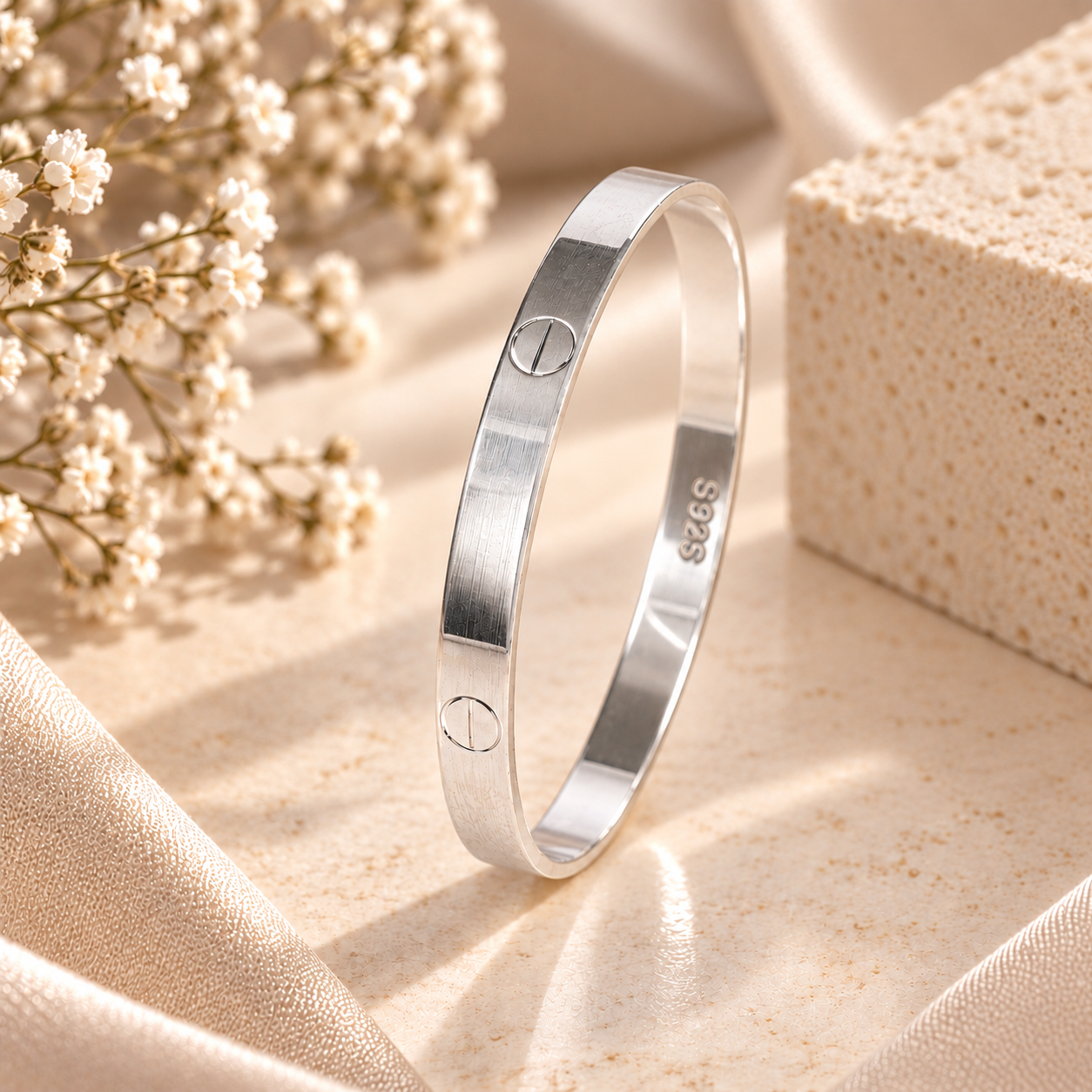 Avyan Lockline Silver Kada For Him