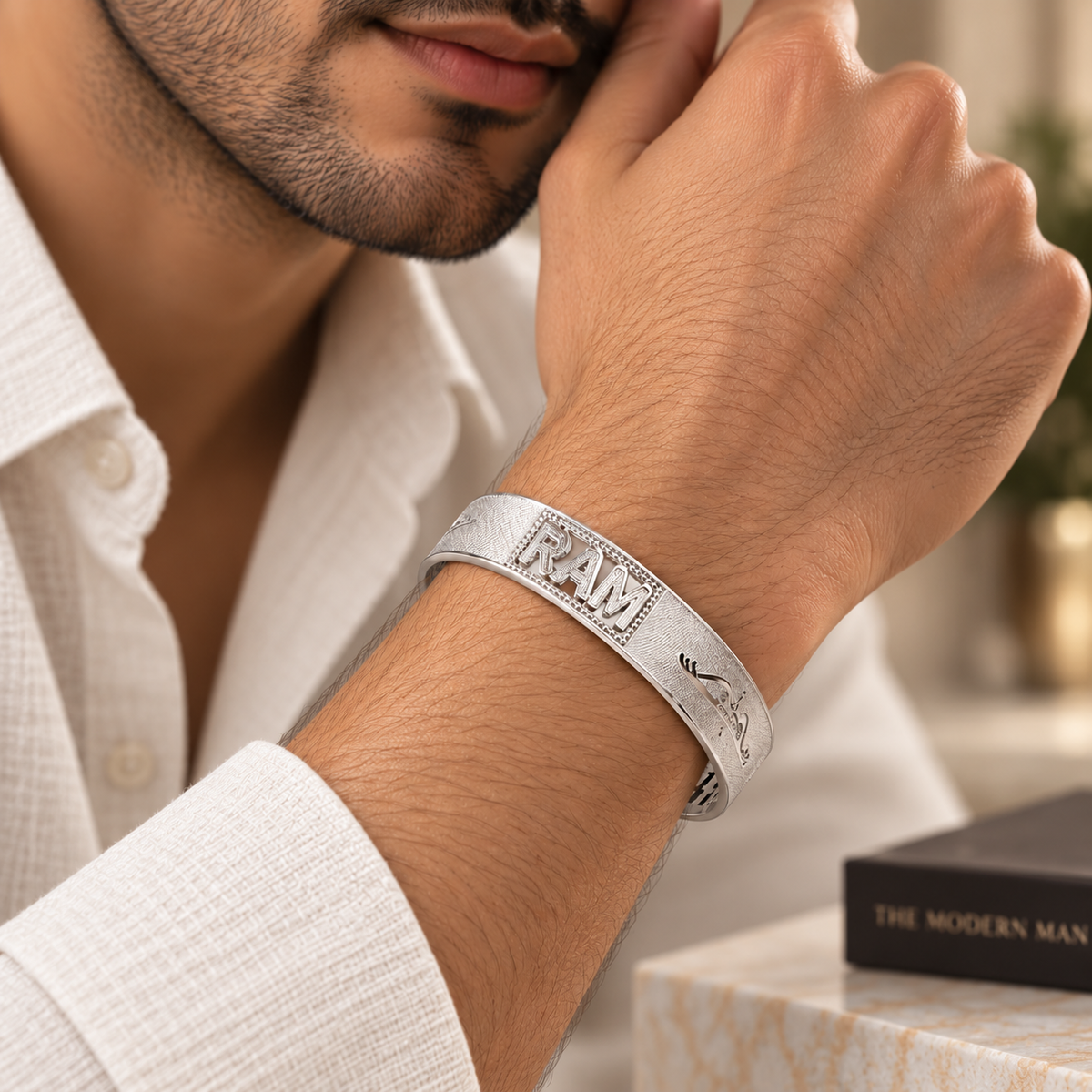 Advay Luxe Silver Kada For Him