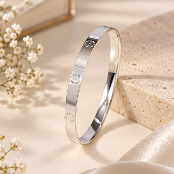 Minimalist Screw Silver Kada For Him