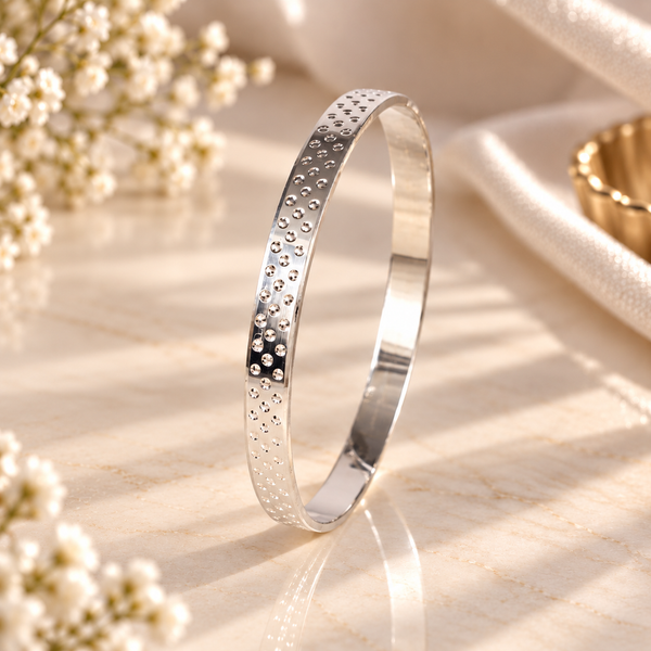 Devansh Dual Row Dot Silver Kada For Him