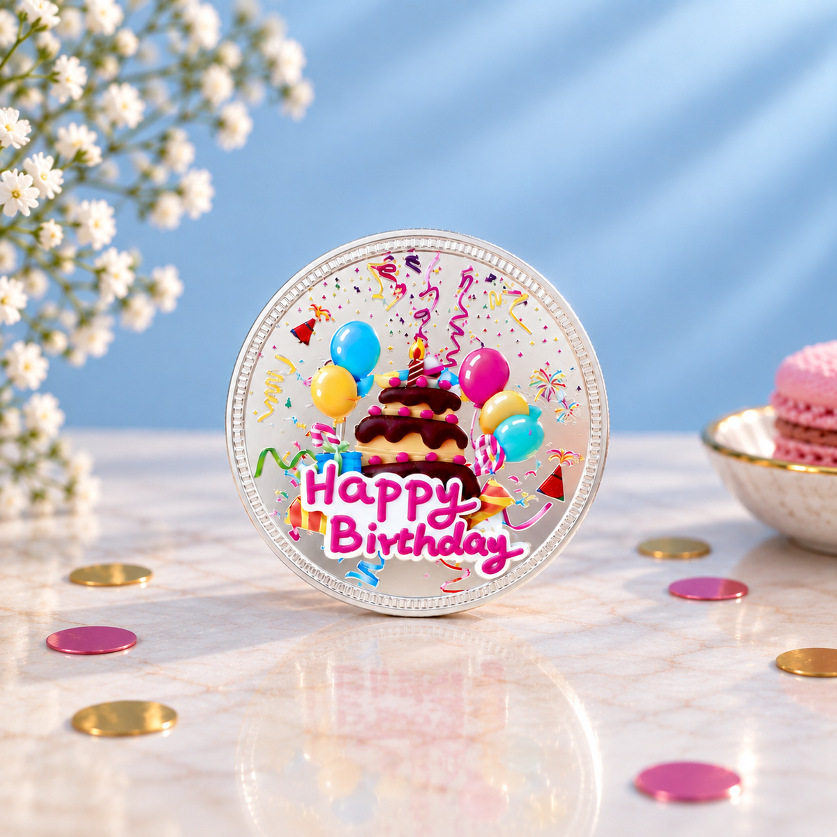 Joyful Birthday Wishes 50Gm Silver Coin