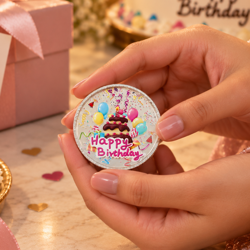 Joyful Birthday Wishes 50Gm Silver Coin