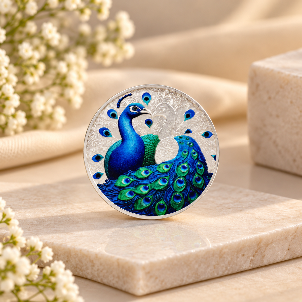 Peacock Pride 20Gm Silver Coin