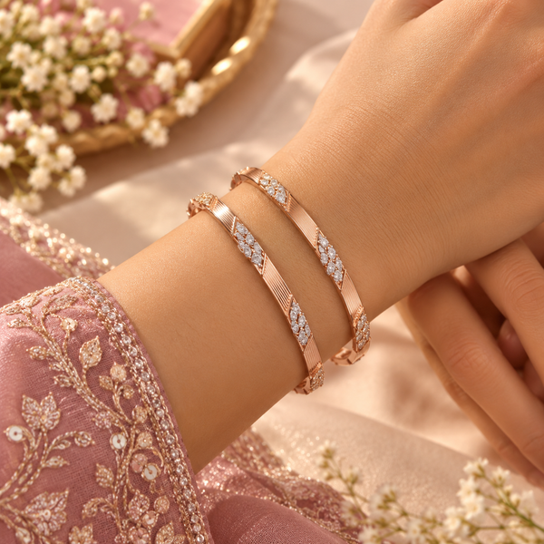 Vedika Rosé Leaf Diamond Bangles