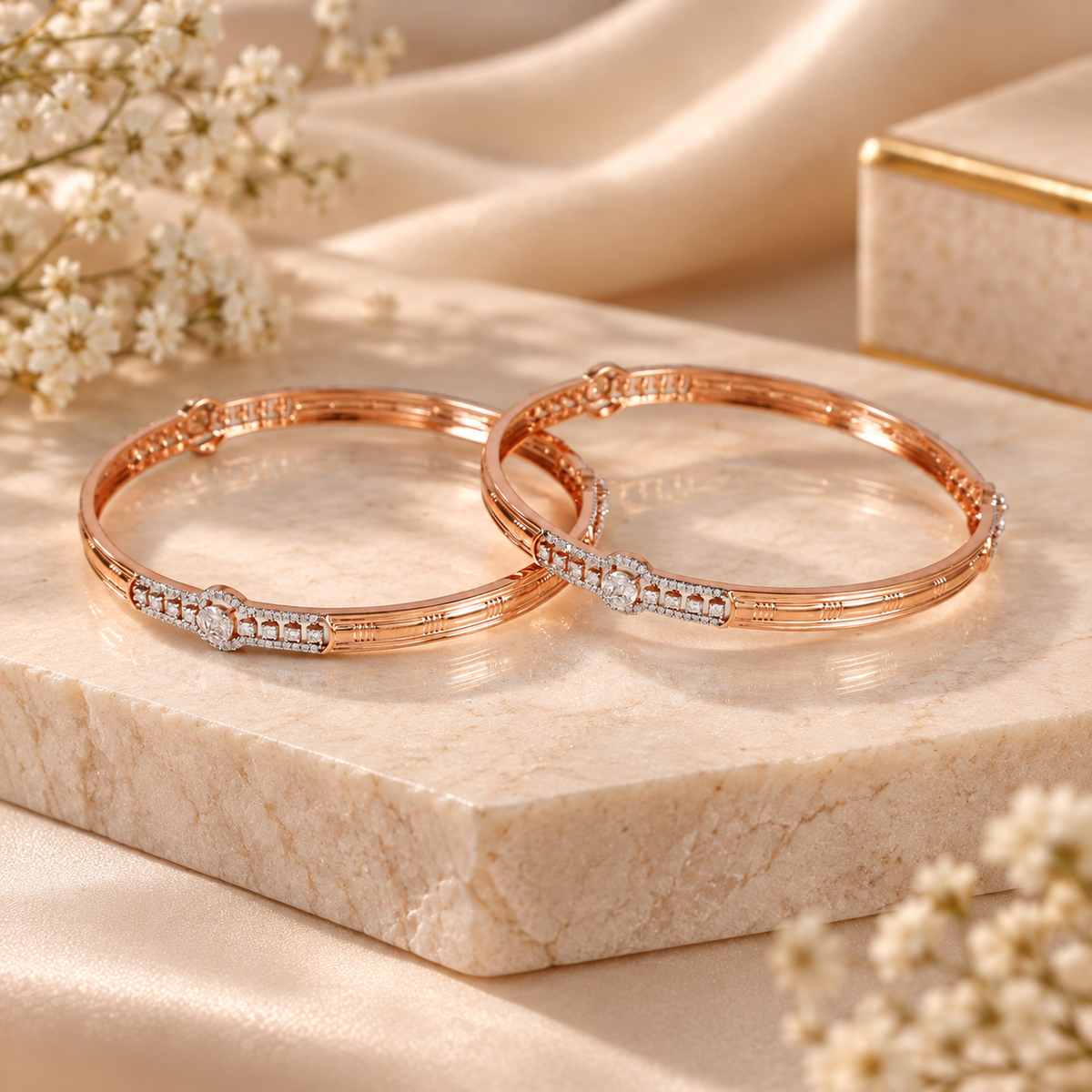Radiant Rose Elegance Diamond Bangles
