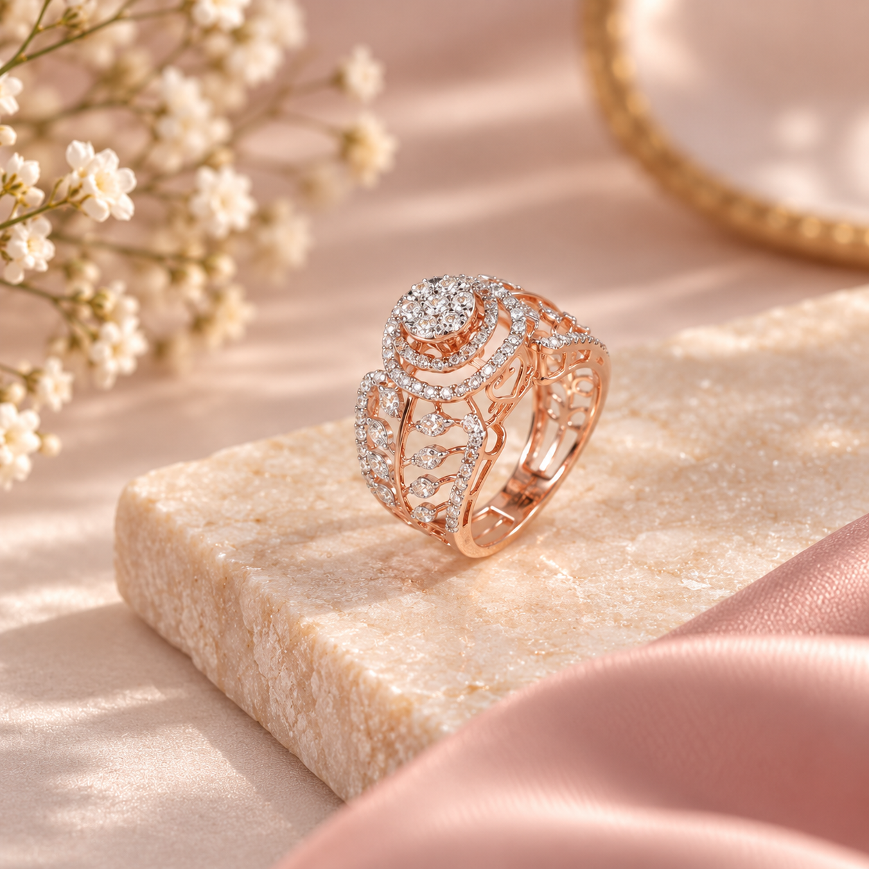 Yashvi Rosé Floral Diamond Ring