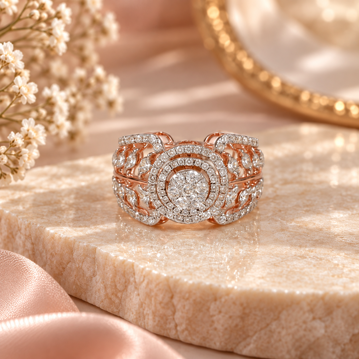 Yashvi Rosé Floral Diamond Ring