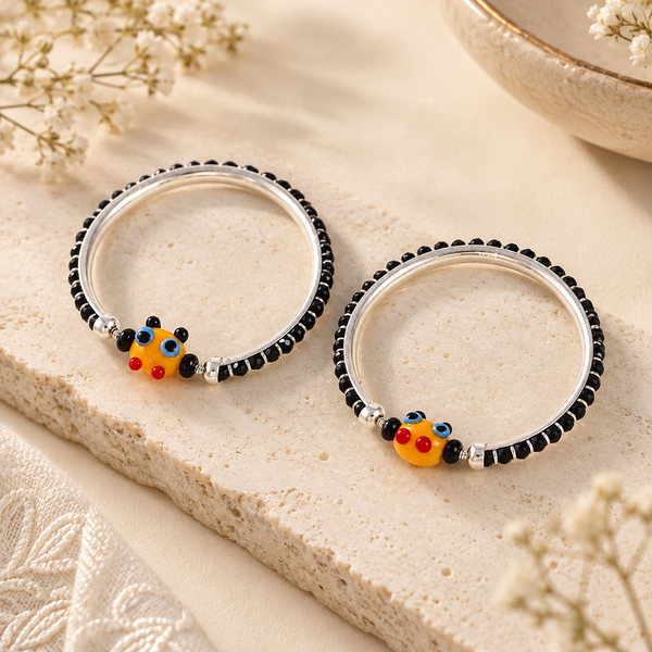 Playful Teddy Nazariya Silver Baby Bangles