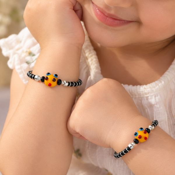 Playful Teddy Nazariya Silver Baby Bangles