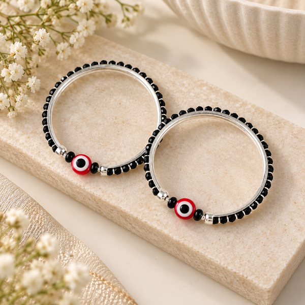 Evil Eye Nazariya Silver Baby Bangles