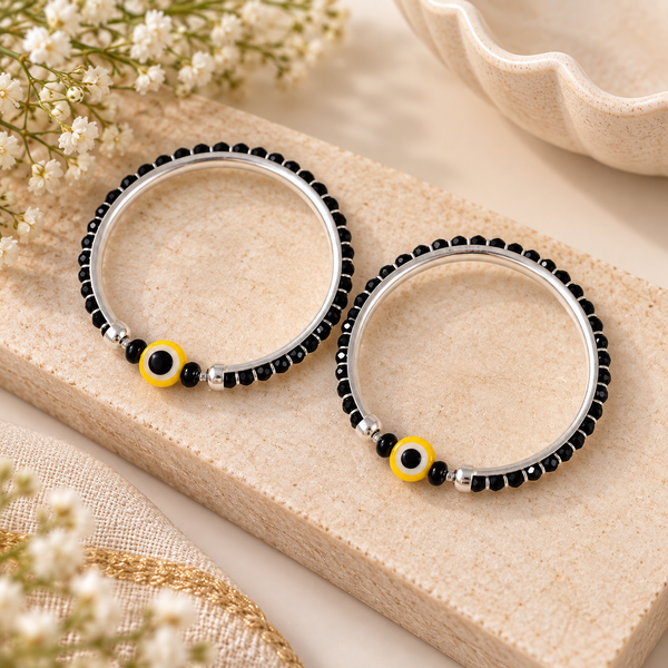 Sunny Evil Eye  Nazariya Silver Baby Bangles