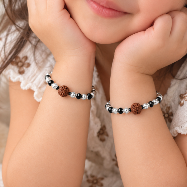 Sacred Rudraksha Nazariya Silver Baby Bangles