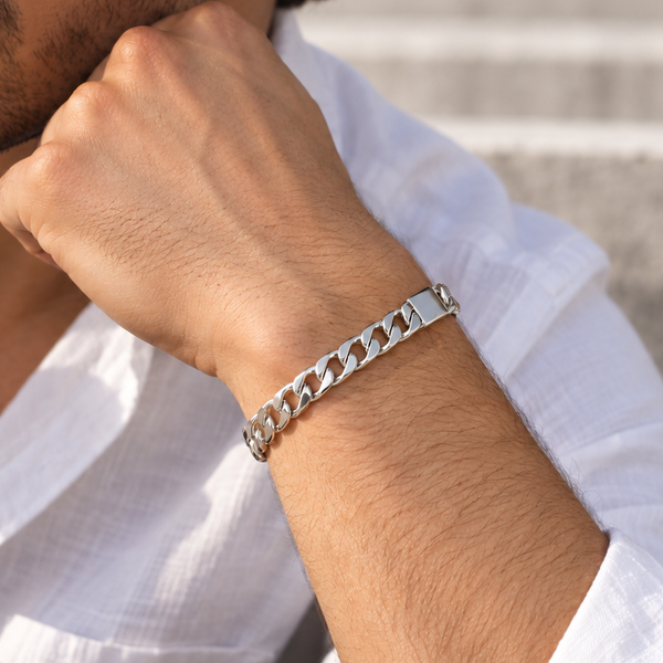 Deep Imperial Silver Chain Bracelet For Him