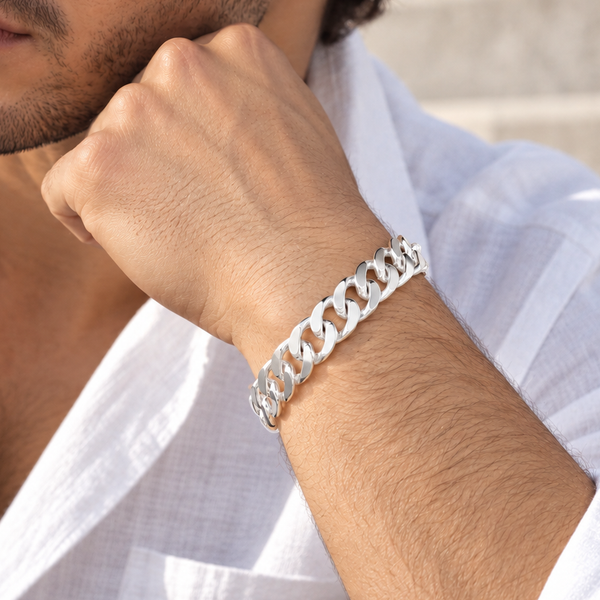 Agastya Bold Sterling Link Silver Bracelet For Him
