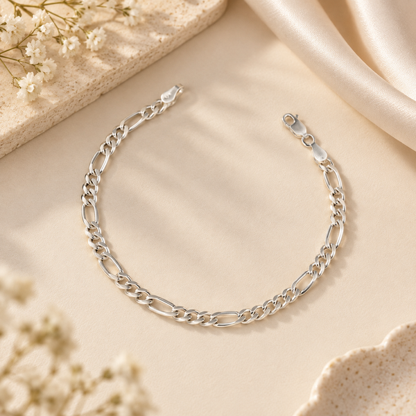 Classic Figaro Silver Bracelet For Him