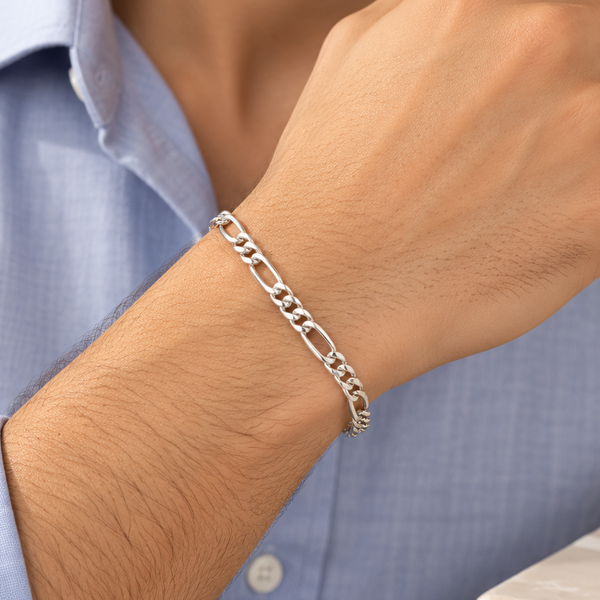 Classic Figaro Silver Bracelet For Him