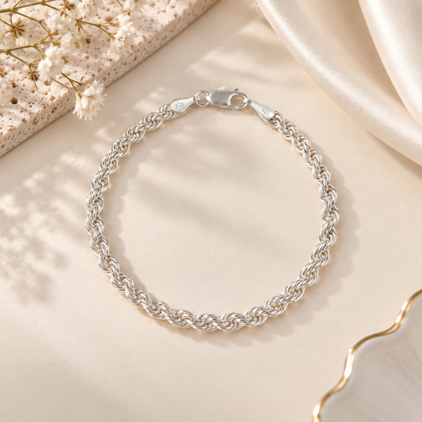 Yuvaan Twisted Silver Bracelet For Him