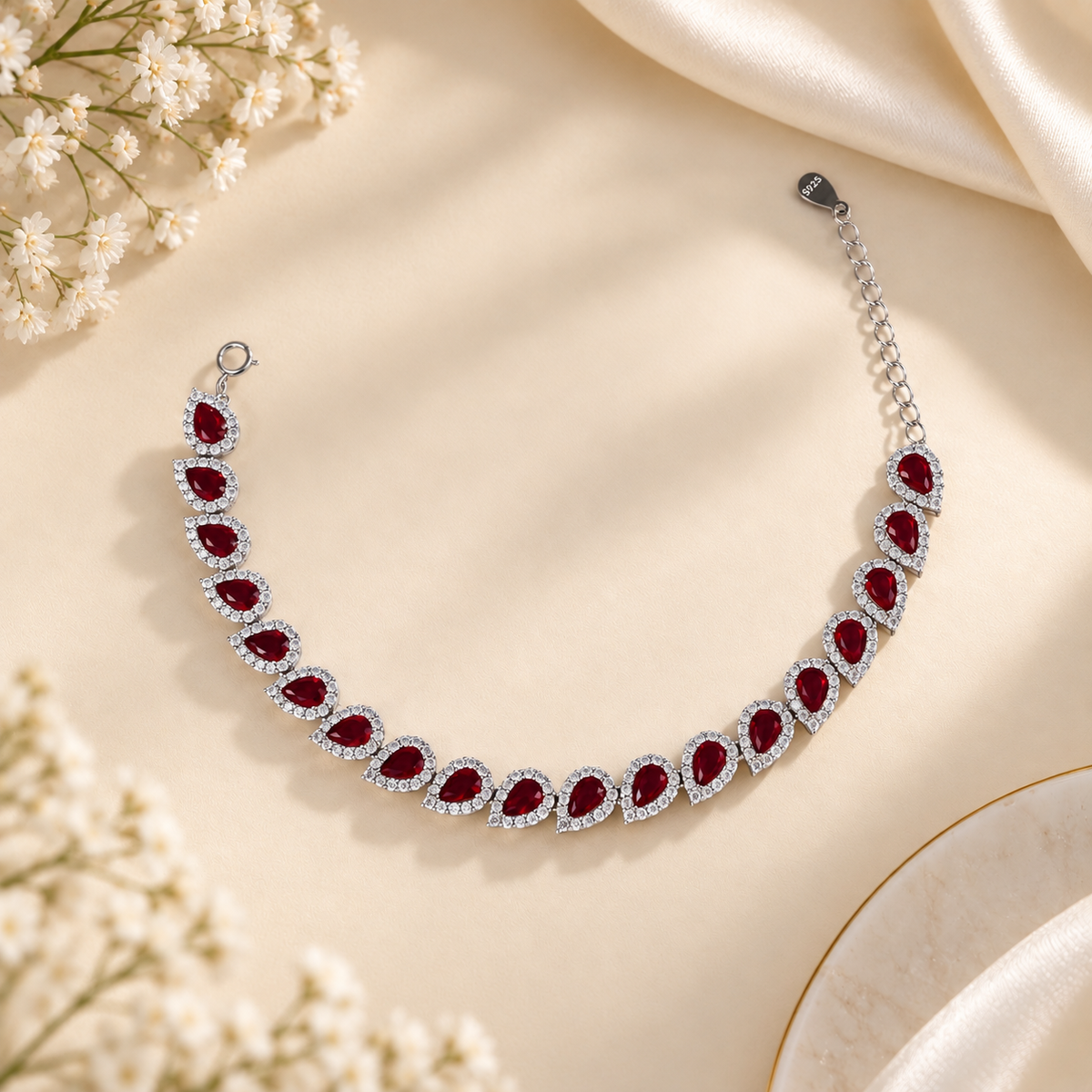 Shanaya Red Radiance Silver Bracelet