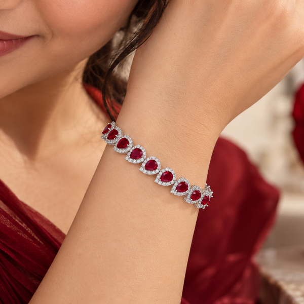 Shanaya Red Radiance Silver Bracelet