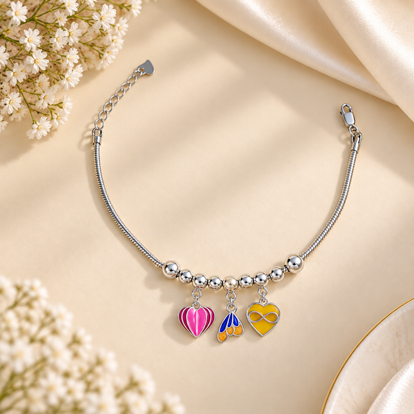 Riddhi Colourful Hearts Silver Bracelet